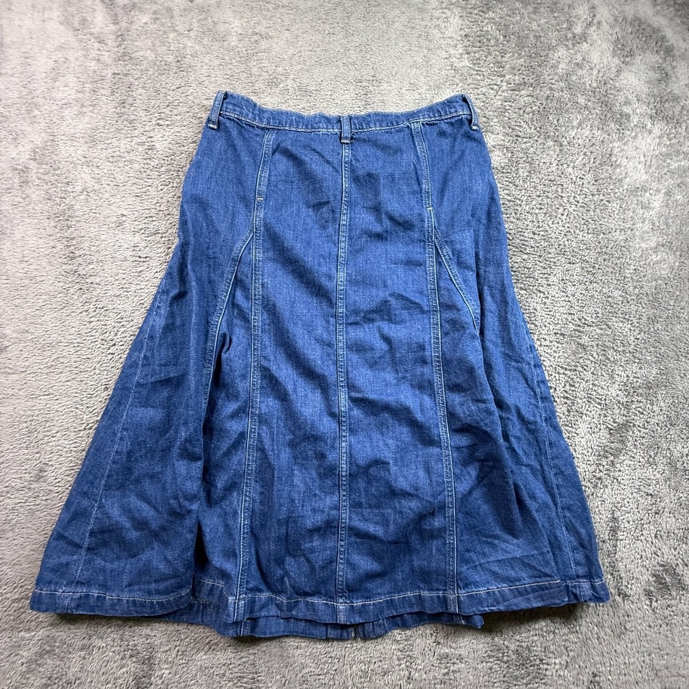 GAP Womens 10P Blue Denim A-Line Button Front Jean Skirt Seamed Petite NWT - Picture 2 of 8